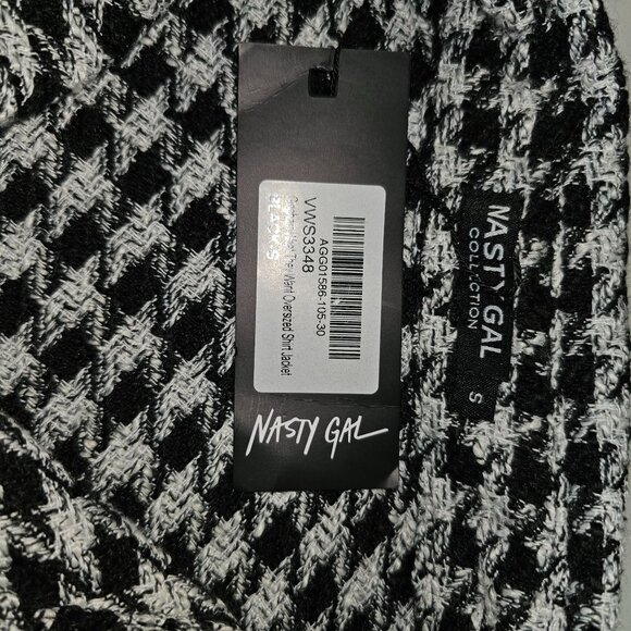 NWT Nasty Gal Size Small Shacket Shirt Jacket Fringe Houndstooth Gingham Top - Picture 6 of 12